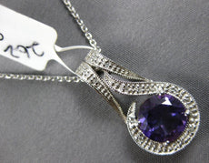 1.80CT DIAMOND & AAA AMETHYST 14KT WHITE GOLD 3D ROUND FILIGREE FLOATING PENDANT