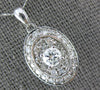 ESTATE 1.0CT DIAMOND 14K WHITE GOLD 3D ROUND CLUSTER OVAL FUN FLOATING PENDANT