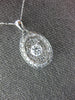 ESTATE 1.0CT DIAMOND 14K WHITE GOLD 3D ROUND CLUSTER OVAL FUN FLOATING PENDANT