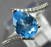 ESTATE 1.18CT DIAMOND & AAA BLUE TOPAZ 14KT WHITE GOLD 3D CRISS CROSS FUN RING