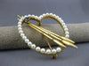 ANTIQUE LARGE SAPPHIRE & PEARL 14K YELLOW GOLD ARROW TO YOUR HEART BROOCH #26778