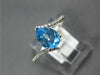 ESTATE 1.18CT DIAMOND & AAA BLUE TOPAZ 14KT WHITE GOLD 3D CRISS CROSS FUN RING