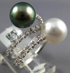 .60CT DIAMOND & AAA TAHITIAN & SOUTH SEA PEARL 18KT WHITE GOLD CRISS CROSS RING