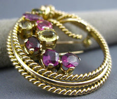 ANTIQUE LARGE AAA MULTI GEM 5.20CT 14KT ROSE GOLD LOVE KNOT PIN PENDANT #26767
