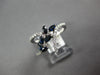 ESTATE .92CT DIAMOND & AAA SAPPHIRE 14KT WHITE GOLD 3D CRISS CROSS LEAF RING