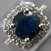 ESTATE 2.92 DIAMOND & AAA SAPPHIRE 14K WHITE GOLD 3D HALO ENGAGEMENT RING #27107