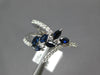 ESTATE .92CT DIAMOND & AAA SAPPHIRE 14KT WHITE GOLD 3D CRISS CROSS LEAF RING