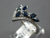 1.23CT DIAMOND & AAA SAPPHIRE 14K WHITE GOLD ROUND & MARQUISE V SHAPE CROWN RING