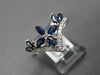 1.23CT DIAMOND & AAA SAPPHIRE 14K WHITE GOLD ROUND & MARQUISE V SHAPE CROWN RING