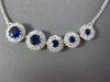 .97CT DIAMOND & AAA SAPPHIRE 18K WHITE GOLD 3D 5 STONE SIDEWAYS JOURNEY NECKLACE