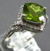 ESTATE 2.21CT DIAMOND & AAA PERIDOT 14KT WHITE GOLD CUSHION & ROUND SQUARE RING