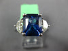LARGE 5.7CT DIAMOND & AAA CEYLON SAPPHIRE 18K WHITE GOLD CUSHION ENGAGEMENT RING