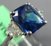 LARGE 5.7CT DIAMOND & AAA CEYLON SAPPHIRE 18K WHITE GOLD CUSHION ENGAGEMENT RING