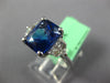 LARGE 5.7CT DIAMOND & AAA CEYLON SAPPHIRE 18K WHITE GOLD CUSHION ENGAGEMENT RING