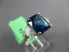 LARGE 5.7CT DIAMOND & AAA CEYLON SAPPHIRE 18K WHITE GOLD CUSHION ENGAGEMENT RING