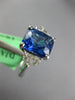 LARGE 5.7CT DIAMOND & AAA CEYLON SAPPHIRE 18K WHITE GOLD CUSHION ENGAGEMENT RING