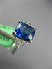 LARGE 5.7CT DIAMOND & AAA CEYLON SAPPHIRE 18K WHITE GOLD CUSHION ENGAGEMENT RING