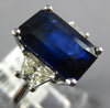 LARGE 6.23CT DIAMOND & AAA SAPPHIRE 18KT WHITE GOLD EMERALD CUT ENGAGEMENT RING