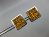 LARGE 3.43CT AAA YELLOW SAPPHIRE 18K WHITE GOLD PRINCESS INVISIBLE STUD EARRINGS