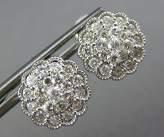 1.0CT DIAMOND 14KT WHITE GOLD 3D CLUSTER FLOWER FILIGREE CLASSIC STUD EARRINGS