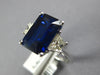 LARGE 6.23CT DIAMOND & AAA SAPPHIRE 18KT WHITE GOLD EMERALD CUT ENGAGEMENT RING