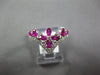 ESTATE 1.21CT DIAMOND & AAA RUBY 14KT WHITE GOLD 3D V SHAPE FLOWER CROWN RING