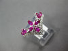 ESTATE 1.21CT DIAMOND & AAA RUBY 14KT WHITE GOLD 3D V SHAPE FLOWER CROWN RING
