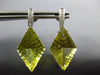 ESTATE LARGE 19.28CT DIAMOND & AAA LEMON QUARTZ 14KT WHITE GOLD HANGING EARRINGS