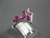 ESTATE 1.21CT DIAMOND & AAA RUBY 14KT WHITE GOLD 3D V SHAPE FLOWER CROWN RING