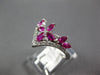 ESTATE 1.21CT DIAMOND & AAA RUBY 14KT WHITE GOLD 3D V SHAPE FLOWER CROWN RING