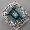 LARGE 3.65CT DIAMOND & AAA AQUAMARINE 18K WHITE GOLD 3D ENGAGEMENT RING #27108