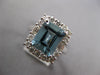 LARGE 3.65CT DIAMOND & AAA AQUAMARINE 18K WHITE GOLD 3D ENGAGEMENT RING #27108
