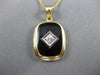ANTIQUE .08CT OLD MINE DIAMOND & AAA ONYX 14KT YELLOW GOLD 3D PENDANT #26736
