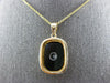 ANTIQUE .08CT OLD MINE DIAMOND & AAA ONYX 14KT YELLOW GOLD 3D PENDANT #26736