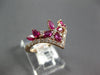 ESTATE 1.21CT DIAMOND & AAA RUBY 14KT ROSE GOLD 3D V SHAPE FLOWER CROWN RING