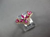 ESTATE 1.21CT DIAMOND & AAA RUBY 14KT ROSE GOLD 3D V SHAPE FLOWER CROWN RING
