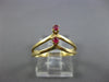 ESTATE .02CT AAA ROUND CUT RUBY 14KT YELLOW GOLD 3D RUBY V SHAPE FUN RING #26747