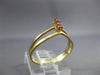 ESTATE .02CT AAA ROUND CUT RUBY 14KT YELLOW GOLD 3D RUBY V SHAPE FUN RING #26747