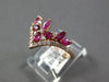 ESTATE 1.21CT DIAMOND & AAA RUBY 14KT ROSE GOLD 3D V SHAPE FLOWER CROWN RING