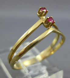 ESTATE .02CT AAA ROUND CUT RUBY 14KT YELLOW GOLD 3D RUBY V SHAPE FUN RING #26747