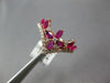 ESTATE 1.21CT DIAMOND & AAA RUBY 14KT ROSE GOLD 3D V SHAPE FLOWER CROWN RING