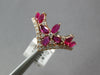 ESTATE 1.21CT DIAMOND & AAA RUBY 14KT ROSE GOLD 3D V SHAPE FLOWER CROWN RING