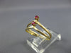 ESTATE .02CT AAA ROUND CUT RUBY 14KT YELLOW GOLD 3D RUBY V SHAPE FUN RING #26747