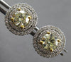 LARGE 1.6CT WHITE & FANCY YELLOW DIAMOND 18KT 2 TONE GOLD 3D HALO STUD EARRINGS
