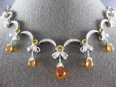 8.07CT DIAMOND AAA YELLOW SAPPHIRE & CITRINE 18KT WHITE GOLD FILIGREE NECKLACE