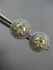 LARGE 1.6CT WHITE & FANCY YELLOW DIAMOND 18KT 2 TONE GOLD 3D HALO STUD EARRINGS