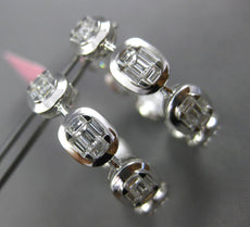 LARGE 2.07CT DIAMOND 18KT WHITE GOLD BAGUETTE INSIDE OUT HOOP HANGING EARRINGS