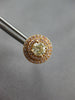 LARGE 1.29CT WHITE & FANCY YELLOW DIAMOND 18KT ROSE GOLD 3D HALO STUD EARRINGS