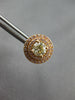 LARGE 1.29CT WHITE & FANCY YELLOW DIAMOND 18KT ROSE GOLD 3D HALO STUD EARRINGS