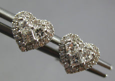 ESTATE .40CT DIAMOND 18KT WHITE GOLD 3D INVISIBLE HEART SHAPE HALO STUD EARRINGS